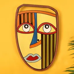 AAKRITI ART CREATIONS Yellow & Black Candid Sunny Wall Decor Mask-image-18