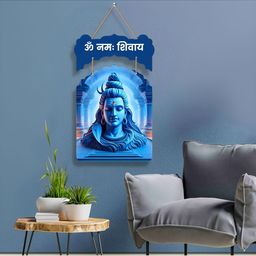 SAF Blue & White Om Namah Shivay Printed Wooden Wall Hangings-image-61