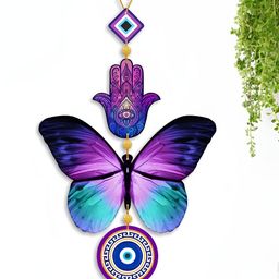 TECHEL Purple & Blue Harmony Butterfly Evil Eye Hanging Wall Decor-34