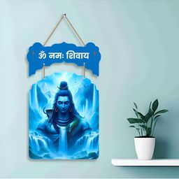 SAF Blue & White Om Namah Shivay Printed Wooden Wall Hangings-image-26