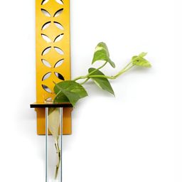 VAH Kya Bat Hai !! Yellow & Transparent Wooden Flower Pot Holder With Tube-image-65