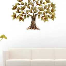 HANDICRAFTS PARADISE Green and Brown Metal Tree Wall Decor-20