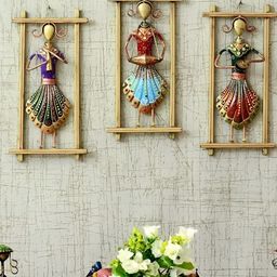ANSHIKA INTERNATIONAL Set Of 3 Green & Red Printed Metal Wall Hanging-36