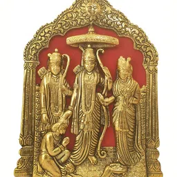 ANSHIKA INTERNATIONAL Gold Toned & Red Brass Lord Ram Darbar Idol Showpiece-image-85