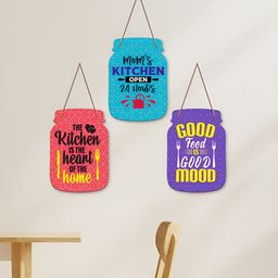 ArtVibes 3 Pieces Blue Quotes Wooden Wall Hangings-image-19