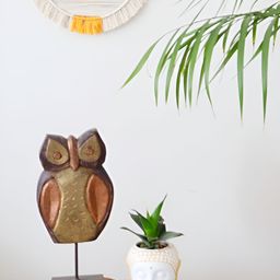 Classy Tulip White & Mustard Yellow Geometric Hoop Fabric Wall Decor-8