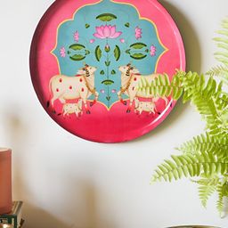 Ritualistic Pink & Grey Self DesignedWall Decor Plate-image-59