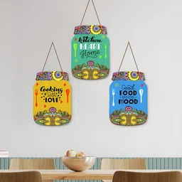 ArtVibes 3 Pieces Blue Quotes Wooden Wall Hangings-picture-10
