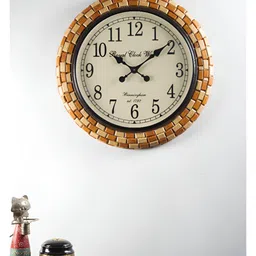 vedas Brown Wooden Round Analogue Wall Clock-image-33
