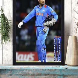Gallery99 Blue Mahinder Singh Dhoni Serious Texture Paper Framed Wall Art-image-56