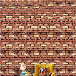 Jaamso Royals Brown Brick Self Adhesive Removable Wallpaper-image-50