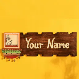 AAKRITI ART CREATIONS Brown & Beige Patterned Handcrafted Name Plate Wall Decor-5