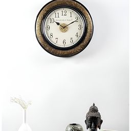 vedas Brown Textured Round Analogue Wall Clock-25