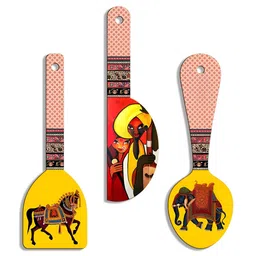 SEHAZ ARTWORKS 3-Pcs Yellow & Red Printed Kitchen Decor Wall Hangings-17
