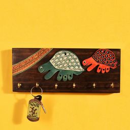 AAKRITI ART CREATIONS Brown Tribal Art Turtle 6 Keys Holder-image-25
