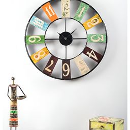 vedas Black & Green Round Analogue Wall Clock-image-32