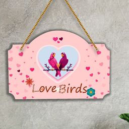 SAF Pink & Blue Love Couple Design Wooden Wall Hanging With Zardoori String-picture-45