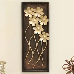vedas Brown & Gold Toned Textured Metal Abstract Wall Decor-12