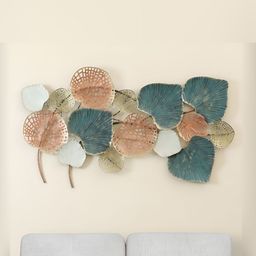 vedas Beige & Green Leaf-Shape Metal Wall Decor-image-88