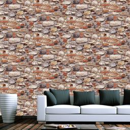 Jaamso Royals Brown & Grey Brick Stone Self Adhesive Removable Wallpaper-picture-25