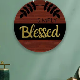Art Street Brown & Black Simply Blessed Sign Round MDF Wooden Wall Decor-image-93