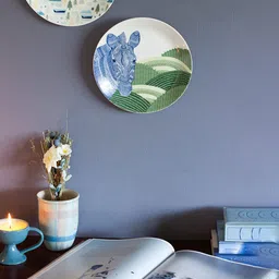 The Wishing Chair Animal Illustrative Series White & Blue Zebra Printed Ceramic Wall Plate-image-55
