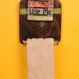 AAKRITI ART CREATIONS Brown Tribal Art Towel Holder-picture-47