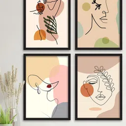 Art Street Set Of 4 Beige & Black Framed Wall Arts-28