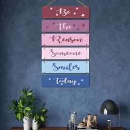 ROMEE Pink & Blue Digital Printed Wooden Wall Hanging-21