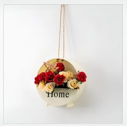 VAH Kya Bat Hai !! Yellow & Red Wooden Flower Pot Holder-52