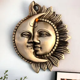 Aakrati Brown & Beige Sun And Moon Face Hanging Wall Decor-picture-33