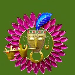 PRANJALS HOUSE Pink & Blue Textured Metal Krishna Wall Hanging-image-55