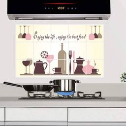 Jaamso Royals Yellow & Pink Removable Oil Proof Heat Resistant Kitchen Wall Sticker-image-93