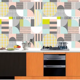 Jaamso Royals Grey & White New Modern Style Tile Design Kitchen Wallpaper-image-98