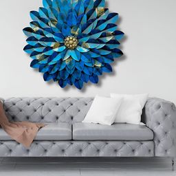 PRANJALS HOUSE Blue Flower Metal Hangings Wall Decor-image-79