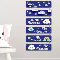 ArtVibes Blue & White Decorative Wooden Wall Hanging-image-65