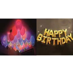 CHOCOZONE Gold toned 15Pcs Led Balloon & Birthday Foil Balloon Festive Decor-57
