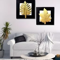 VAS collection home Black & Gold toned 2 Pieces Textured Wooden Wall Decor-picture-3