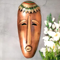 apka mart Brown Metal Nazar Battu African Masks Wall Decor-image-44