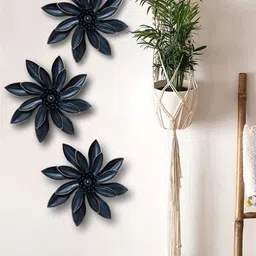 Art Street Pack Of 3 Black Floral Shaped Plastic Wall Decor-6
