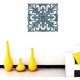 VAS collection home Grey Self Designed Square Shaped Wood Wall Decor Plate-37