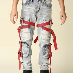 WAIMEA Boys Blue Comfort Slim Fit Mildly Distressed Heavy Fade Acid Wash Stretchable Jeans-picture-50