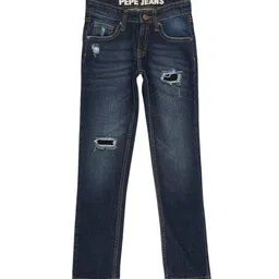 Pepe Jeans Boys Blue Slim Fit Mildly Distressed Light Fade Stretchable Jeans-image-54