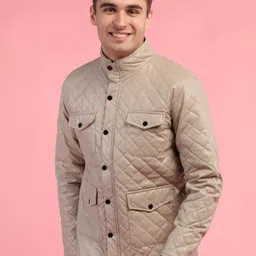 CHKOKKO Stand Collar Quilted Jacket-16