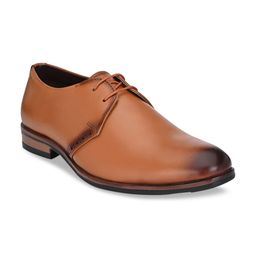 SHENCES Men Tan Brown Solid Leather Formal Derbys-image-15