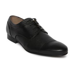 GABICCI Men Black Textured Leather Formal Derbys-image-0