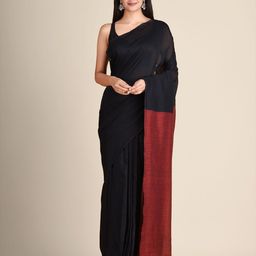 Arhi Black & Red Pure Cotton Saree-image-7