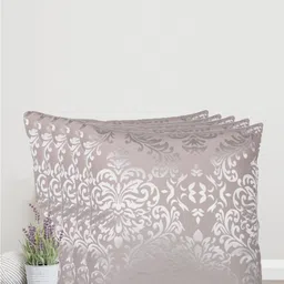 Home Cream-Coloured & Silver-Toned Set of 5 Self Design Square Cushion Covers-95