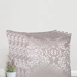 Home Cream-Coloured & Silver-Toned Set of 5 Self Design Square Cushion Covers-96