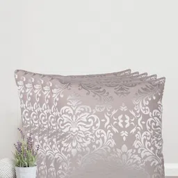 Home Silver-Toned & Cream-Coloured Set of 5 Self Design Square Cushion Covers-53